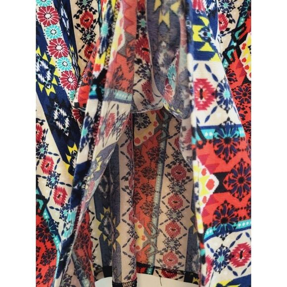 Win Win Womens Sz L Multi Color Knit Flare Bottom Tunic 3/4 Bell Sleeves Fall - Picture 9 of 10